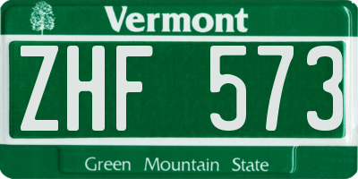 VT license plate ZHF573