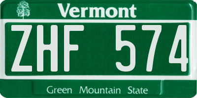 VT license plate ZHF574