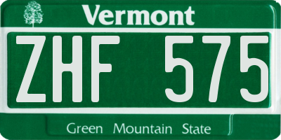 VT license plate ZHF575