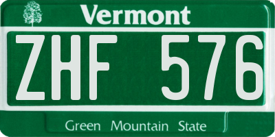 VT license plate ZHF576