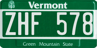 VT license plate ZHF578