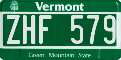 VT license plate ZHF579