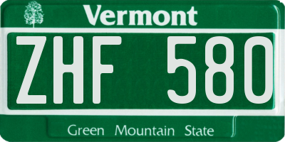 VT license plate ZHF580