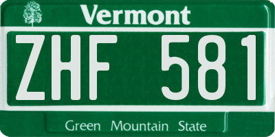 VT license plate ZHF581