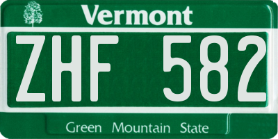 VT license plate ZHF582