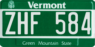 VT license plate ZHF584