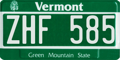 VT license plate ZHF585