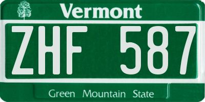 VT license plate ZHF587