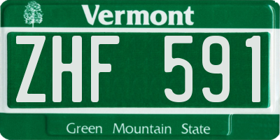 VT license plate ZHF591
