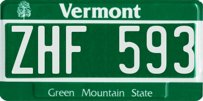 VT license plate ZHF593