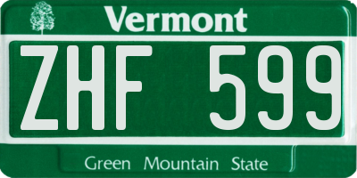VT license plate ZHF599