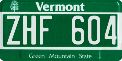 VT license plate ZHF604