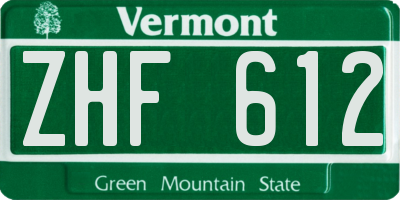 VT license plate ZHF612