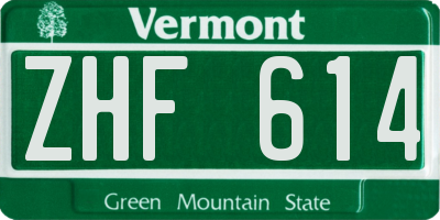 VT license plate ZHF614