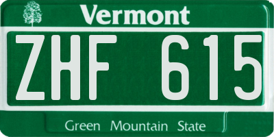 VT license plate ZHF615