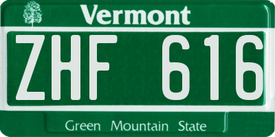 VT license plate ZHF616