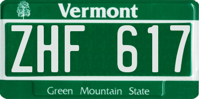 VT license plate ZHF617
