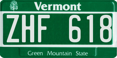 VT license plate ZHF618