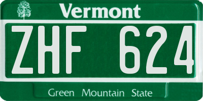 VT license plate ZHF624