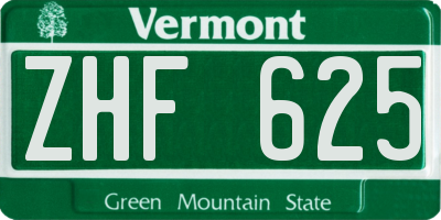 VT license plate ZHF625
