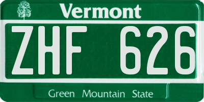 VT license plate ZHF626