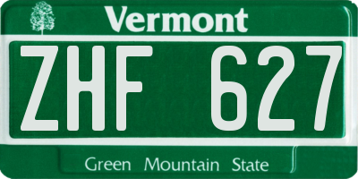VT license plate ZHF627