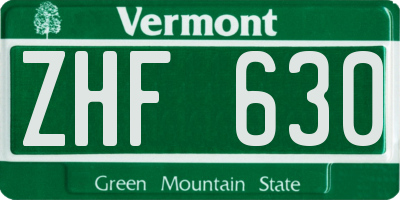 VT license plate ZHF630