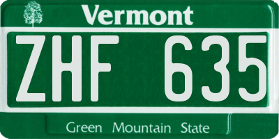 VT license plate ZHF635