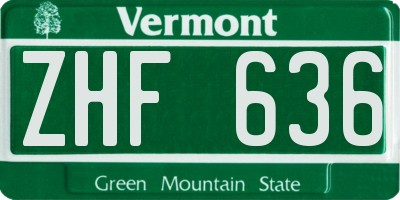 VT license plate ZHF636