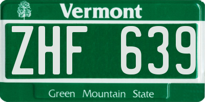 VT license plate ZHF639
