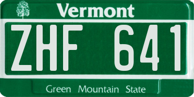 VT license plate ZHF641