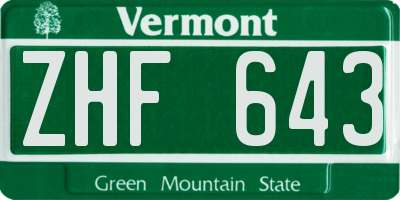 VT license plate ZHF643