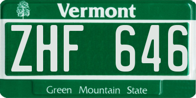 VT license plate ZHF646