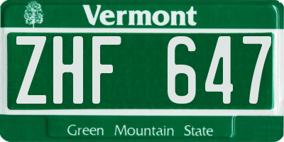 VT license plate ZHF647