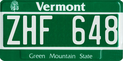 VT license plate ZHF648