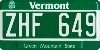 VT license plate ZHF649