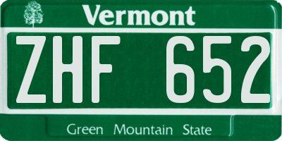 VT license plate ZHF652