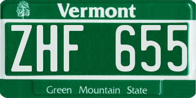 VT license plate ZHF655