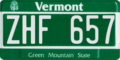 VT license plate ZHF657
