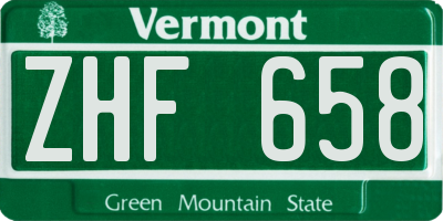 VT license plate ZHF658