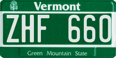 VT license plate ZHF660