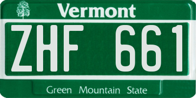 VT license plate ZHF661