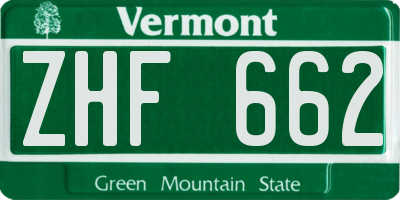 VT license plate ZHF662
