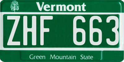 VT license plate ZHF663
