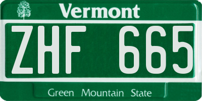 VT license plate ZHF665