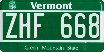 VT license plate ZHF668