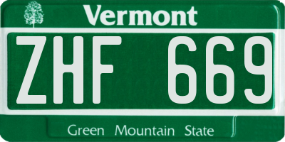 VT license plate ZHF669