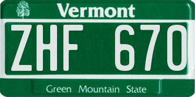 VT license plate ZHF670
