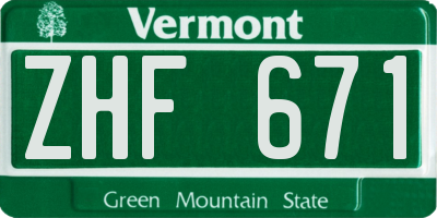 VT license plate ZHF671