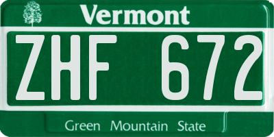 VT license plate ZHF672
